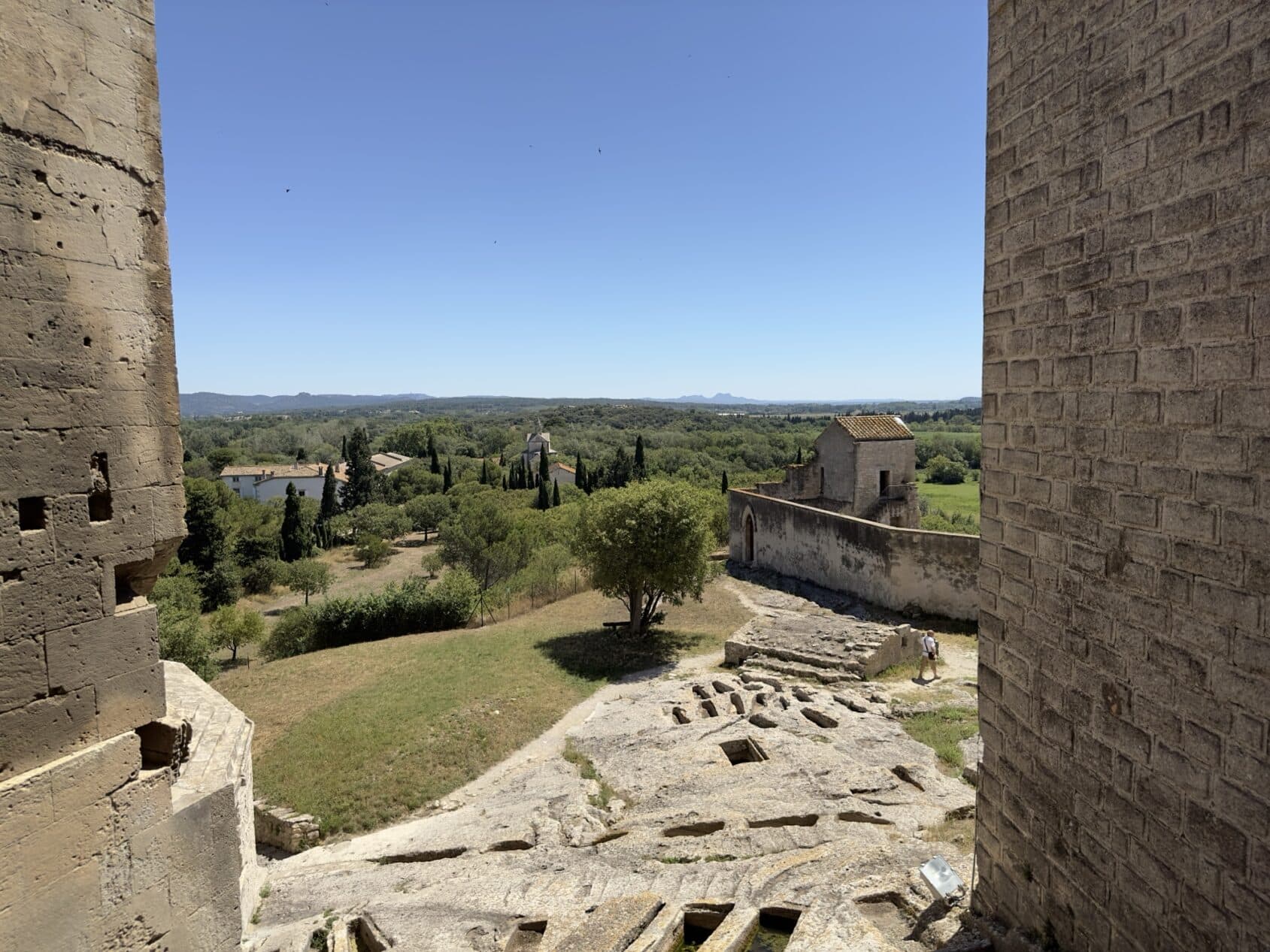 The rock-cut necropolis of Montmajour from the abbey walls