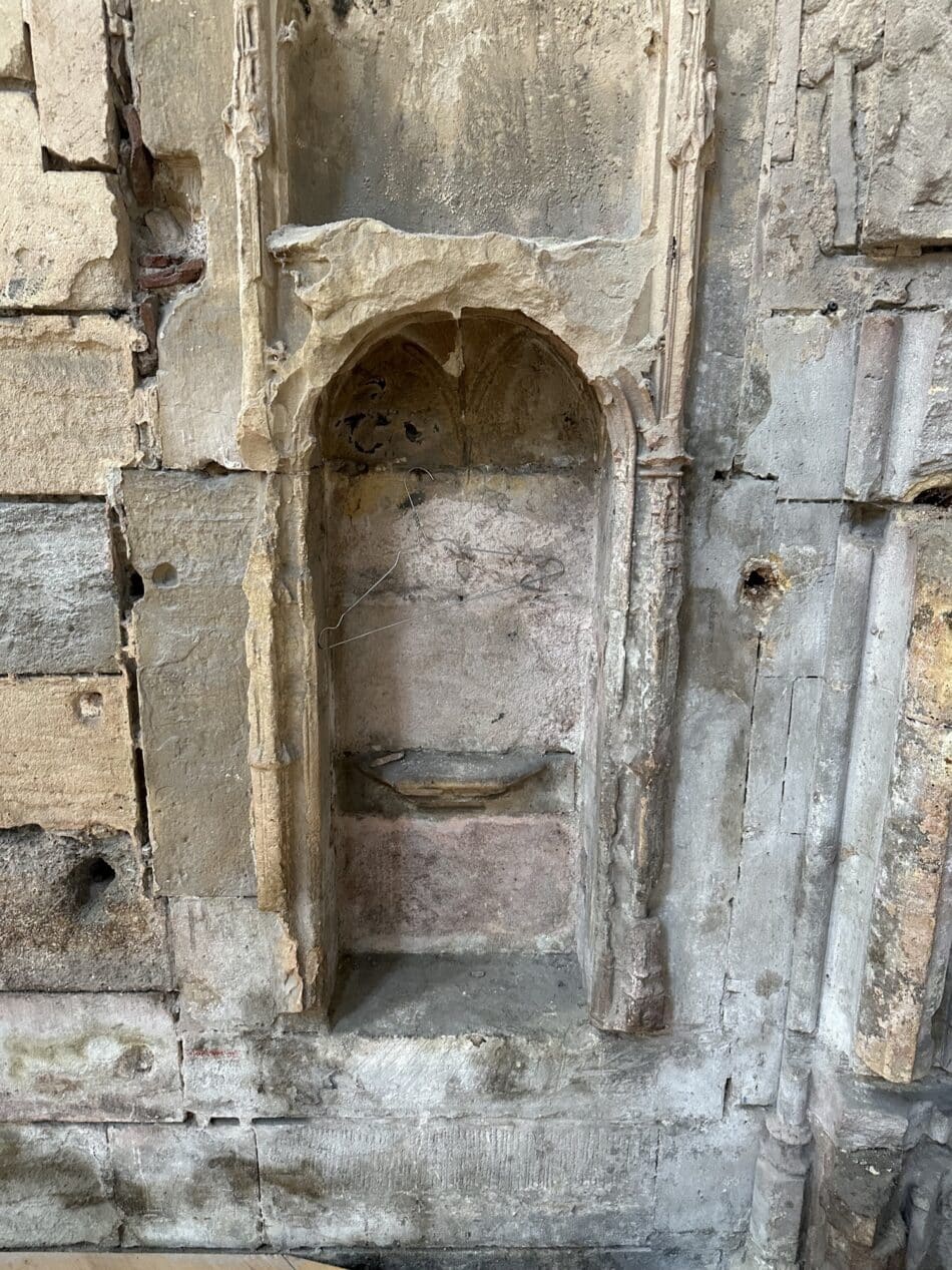 Carved wall niche.
